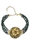 Shop_Vaidaan_Gold Plated Green Kalyani Choker _at_Aza_Fashions