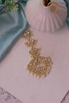 Shop_Ishhaara_Gold Plated Pearl Embellished Maangtikka _at_Aza_Fashions