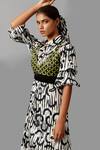 Buy_Devina Juneja_Black Leather, Cotton Cut Work V-neck, Printed Shirt Dress And Bralette Set _Online_at_Aza_Fashions