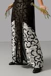 Buy_Devina Juneja_Black Overlay Georgette Printed Geometric Overlay Asymmetric Pant Set _Online_at_Aza_Fashions