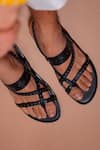 Shop_Dmodot_Black Criss-cross Strap Sandals _at_Aza_Fashions