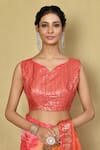 Shop_Nazaakat by Samara Singh_Pink Chiffon Embroidered Sequin Work V Neck Saree With Blouse_Online_at_Aza_Fashions
