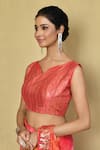 Nazaakat by Samara Singh_Pink Chiffon Embroidered Sequin Work V Neck Saree With Blouse_at_Aza_Fashions