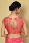 Buy_Nazaakat by Samara Singh_Pink Chiffon Embroidered Sequin Work V Neck Saree With Blouse