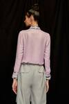Shop_Pocketful Of Cherrie_Purple 100% Viscose Hand Embroidered Thread Work Cut Jewelled Shirt  _at_Aza_Fashions