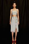 Pocketful Of Cherrie_Grey Twill Cotton Hand Embroidered Thread Work Strap Crop Top  _at_Aza_Fashions