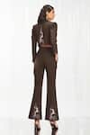 Shop_Pocketful Of Cherrie_Brown Stretchable Suiting Fabric Statement Tailored Trousers  _at_Aza_Fashions