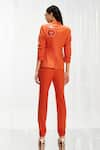 Shop_Pocketful Of Cherrie_Orange Stretchable Rib Tailored Trousers  _at_Aza_Fashions