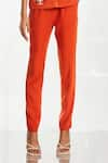 Pocketful Of Cherrie_Orange Stretchable Rib Tailored Trousers  _Online_at_Aza_Fashions