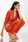 Shop_Pocketful Of Cherrie_Orange Stretchable Rib Tailored Trousers  _Online_at_Aza_Fashions