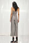 Shop_Pocketful Of Cherrie_Grey Italian Suiting Fabric Asymmetric Neckline Jumpsuit  _at_Aza_Fashions