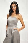 Pocketful Of Cherrie_Grey Italian Suiting Fabric Asymmetric Neckline Jumpsuit  _Online_at_Aza_Fashions