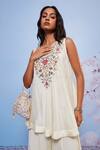 Shop_Ajiesh Oberoi_Ivory Chiffon, Cotton, Lycra Embroidery, Gota Babli Floral Kurta And Sharara Set _Online_at_Aza_Fashions