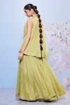 Shop_Ajiesh Oberoi_Green Chiffon, Cotton, Lycra Embroidery, Gota Patti Round Floral Mint Kurta Set _at_Aza_Fashions