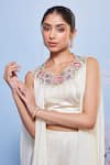 Buy_Ajiesh Oberoi_Ivory Chiffon Embroidered Floral Bustier Layered Jacket Sharara Set _Online_at_Aza_Fashions