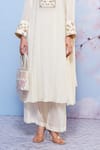 Buy_Ajiesh Oberoi_Ivory Chiffon Embroidered Floral Round Keyhole Kurta Palazzo Set _Online_at_Aza_Fashions