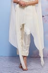 Ajiesh Oberoi_Ivory Chiffon Embroidered Thread Asymmetric Cape Pant Set (For Kids)_Online_at_Aza_Fashions