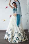 Buy_Shachi Sood_White Organza Embroidered Thread V Neck And Bead Lehenga Set _at_Aza_Fashions