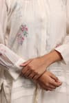 Shop_Vrinda by Pundrik Dubey_Ivory Chanderi Silk Embroidered Floral Thread Kurta And Pant Set _Online_at_Aza_Fashions