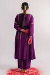 Shop_Tussah by Siddhi Shah_Purple Kurta  Slub Silk Hand Embroidered Sequins Line And Pant Set  _at_Aza_Fashions