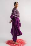 Buy_Tussah by Siddhi Shah_Purple Kurta  Slub Silk Hand Embroidered Sequins Line And Pant Set  _Online_at_Aza_Fashions