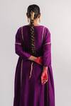 Buy_Tussah by Siddhi Shah_Purple Kurta  Slub Silk Hand Embroidered Sequins Line And Pant Set  