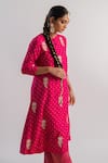 Buy_Tussah by Siddhi Shah_Pink Kurta  Slub Silk Hand Embroidered Sequins Round Work And Pant Set  _Online_at_Aza_Fashions