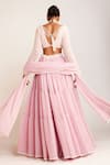 Shop_Vvani by Vani Vats_Pink Georgette Embellished Pearls Plunge V Neck Blouse Sharara Set _at_Aza_Fashions