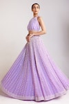 Shop_Vvani by Vani Vats_Purple Georgette Embellished Pearls Chandelier Embroidered Skirt And Top Set _Online_at_Aza_Fashions