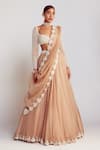 Shop_Vvani by Vani Vats_Beige Blouse Georgette Embellished Pearls Work Lehenga Set _Online_at_Aza_Fashions