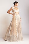 Shop_Vvani by Vani Vats_Beige Blouse And Lehenga Georgette Embellished Chandelier Bridal Set _Online_at_Aza_Fashions
