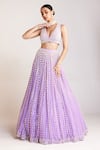 Vvani by Vani Vats_Purple Blouse And Lehenga Georgette Chandelier Work Bridal Set _Online_at_Aza_Fashions