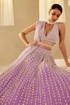 Buy_Vvani by Vani Vats_Purple Blouse And Lehenga Georgette Chandelier Work Bridal Set 