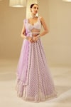 Buy_Vvani by Vani Vats_Purple Blouse And Lehenga Georgette Embellished Pearls Drop Bridal Set _at_Aza_Fashions