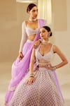 Vvani by Vani Vats_Purple Blouse And Lehenga Georgette Embellished Pearls Drop Bridal Set _at_Aza_Fashions