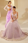 Buy_Vvani by Vani Vats_Purple Blouse And Lehenga Georgette Embellished Pearls Drop Bridal Set 