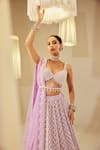 Buy_Vvani by Vani Vats_Purple Blouse And Lehenga Georgette Embellished Pearls Drop Bridal Set _Online