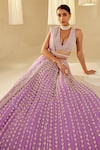 Buy_Vvani by Vani Vats_Purple Blouse And Lehenga Georgette Chandelier Work Bridal Set _at_Aza_Fashions