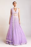 Vvani by Vani Vats_Purple Blouse And Lehenga Georgette Chandelier Work Bridal Set _Online