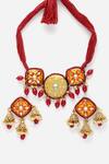 Buy_Dugran By Dugristyle_Multi Color Pearls Kundan And Embellished Necklace Set _Online_at_Aza_Fashions