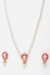 Buy_Dugran By Dugristyle_Multi Color Pearls, Stones Tear Drop Kundan Embellished Necklace Set _Online_at_Aza_Fashions