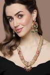 Buy_Dugran By Dugristyle_Multi Color Pearls, Gota Patti, Stones Carved Kundan And Embellished Necklace Set _at_Aza_Fashions
