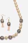 Buy_Dugran By Dugristyle_Multi Color Pearls, Stones Embellished Necklace Set _Online_at_Aza_Fashions