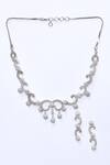 Shop Kohar By Kanika Silver Plated American Diamonds, Semi Precious Swirl Embellished Necklace Set at Aza Fashions Shop_Kohar By Kanika_Silver Plated American Diamonds, Semi Precious Swirl Embellished Necklace Set_at_Aza_Fashions