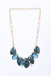 Shop_Kohar By Kanika_Blue Stone Geometric Shaped Embellished Necklace_at_Aza_Fashions