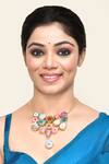 Buy_Kohar By Kanika_Pink Stone Semi Precious Embellished Pendant Necklace_at_Aza_Fashions