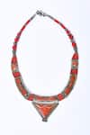 Shop_Kohar By Kanika_Orange Bead Acrylic Embellished Necklace_at_Aza_Fashions