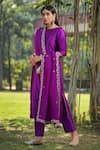 Buy Weaver Story Purple Silk Embroidery, Zari Boat Neck Kurta Set With Dupatta at Aza Fashions Buy_Weaver Story_Purple Silk Embroidery, Zari Boat Neck Kurta Set With Dupatta _at_Aza_Fashions