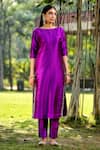 Weaver Story Purple Silk Embroidery, Zari Boat Neck Kurta Set With Dupatta Online at Aza Fashions Weaver Story_Purple Silk Embroidery, Zari Boat Neck Kurta Set With Dupatta _Online_at_Aza_Fashions