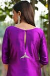 Shop Weaver Story Purple Silk Embroidery, Zari Boat Neck Kurta Set With Dupatta Online at Aza Fashions Shop_Weaver Story_Purple Silk Embroidery, Zari Boat Neck Kurta Set With Dupatta _Online_at_Aza_Fashions